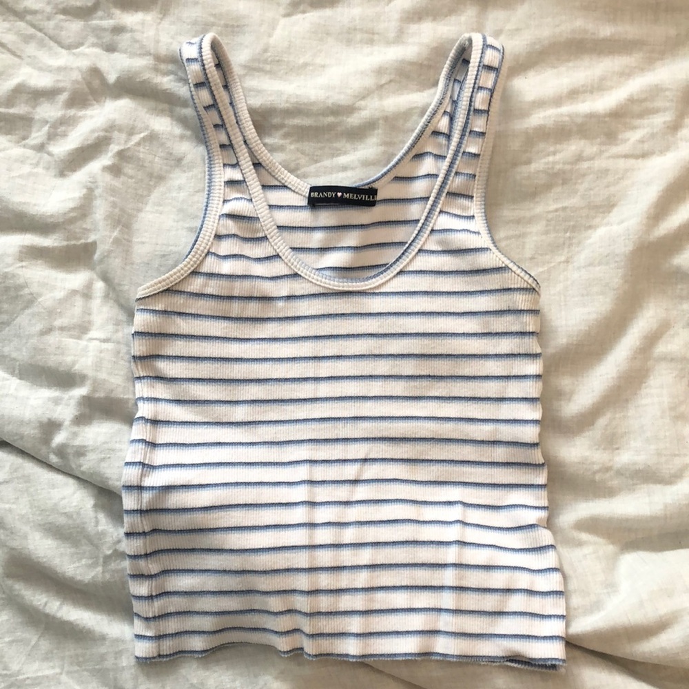 Brandy Melville Blue stripe ribbed tank top
